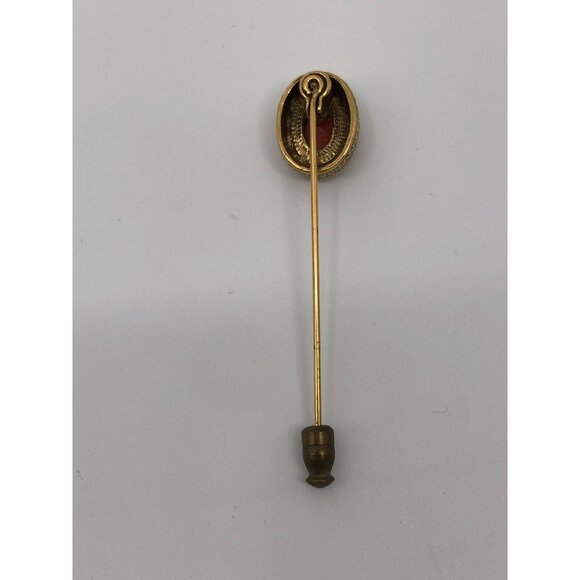 Cameo Stick Pin Brooch Gold Tone Pink White Vintage - Picture 2 of 4
